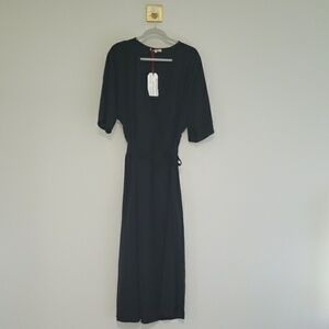 Standards & Practices NWT Wrap Maxi Dress 1X Black Minimalist Modest Classic